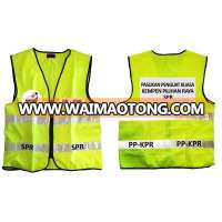 Cheap Logo printed Polyester yellow color reflective safety vest